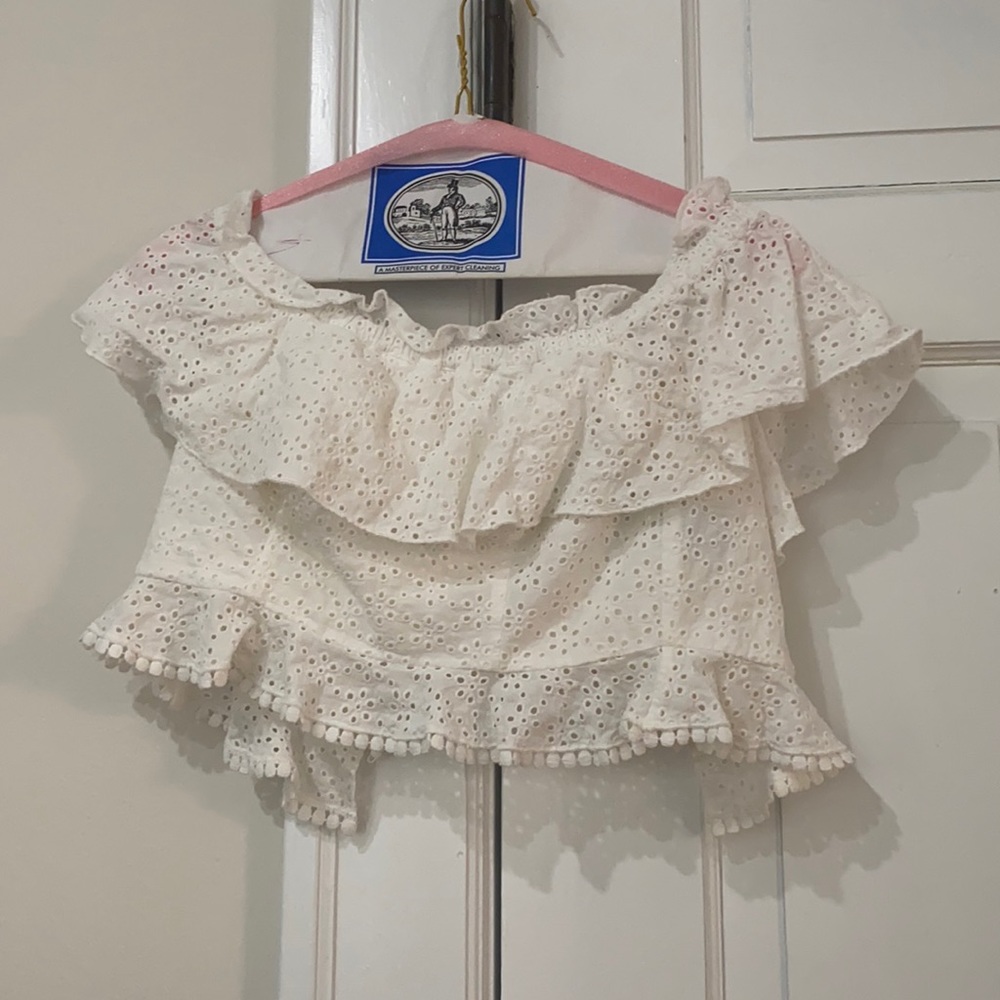 Julianna top, Majorelle, white color, size XS (off the shoulder crop top)